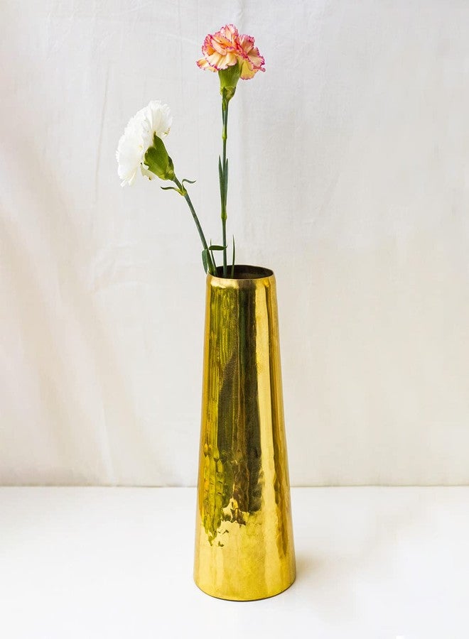 Interior Handicraft Brass Flower Vase Hammered Bottom Flask for Vintage Antique Home Decor (Small) - Image 2